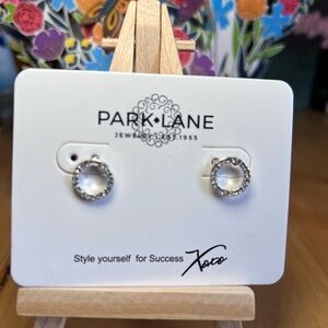 Park Lane Silver Clear Rhinestone Circle Stud Earrings